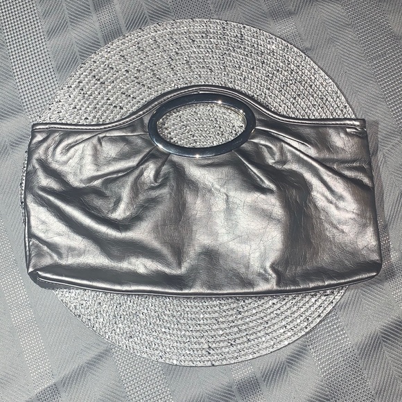 Silver Clutch with Magnetic Handle - Picture 1 of 3